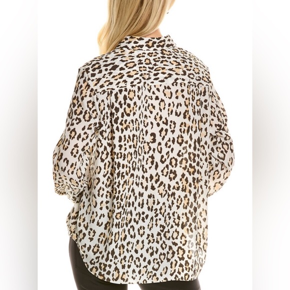Theory Leopard Print Classic Button Down Blouse - Picture 2 of 8